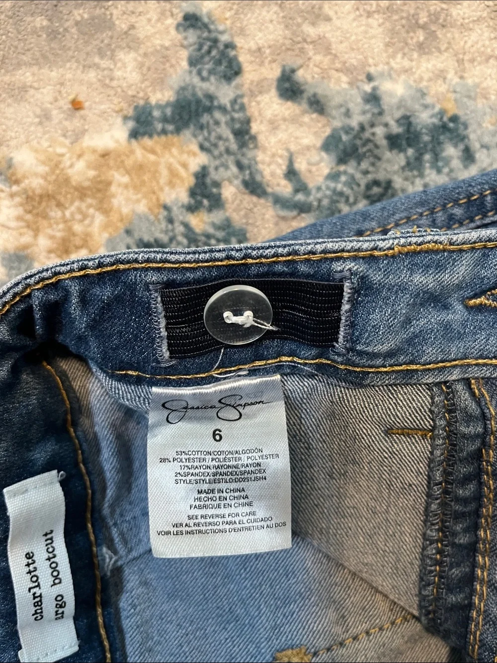 Jessica Simpson Charlotte Cargo Bootcut Jeans and Adjustable Waistband Sz 6